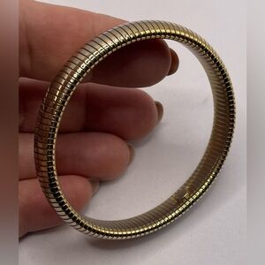 Vintage Signed Monet Flex Omega Gold Tone Bracelet